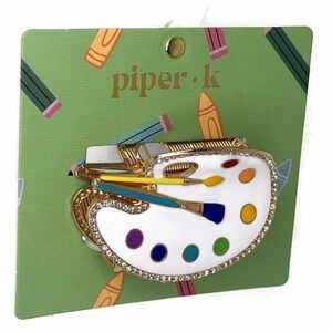 Piper K Artist Paint Pallet Hair Claw Clip Multicolor Gold Tone